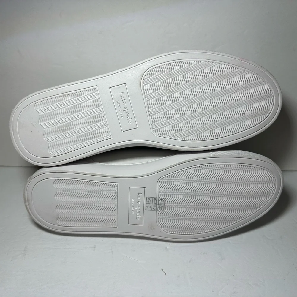 NEW Kate Spade Womens Alanna Sneaker Trainer White Gold Casual Everyday 6.5 NWOB